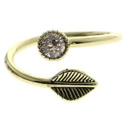 Mi Amore Leaf Crystal Sized-Ring Gold-Tone Size 8.00