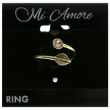 Mi Amore Leaf Crystal Sized-Ring Gold-Tone Size 8.00