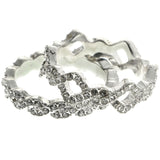 Mi Amore Stackable  Crystal Multiple-Ring-Set Silver-Tone Size 9.00