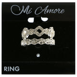 Mi Amore Stackable  Crystal Multiple-Ring-Set Silver-Tone Size 9.00