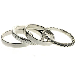 Mi Amore Stackable  Multiple-Ring-Set Silver-Tone Size 7.00