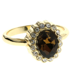 Mi Amore Crystal Sized-Ring Gold-Tone/Brown Size 7.00