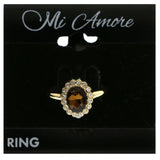 Mi Amore Crystal Sized-Ring Gold-Tone/Brown Size 9.00