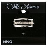 Mi Amore Crystal Sized-Ring Silver-Tone Size 10.00