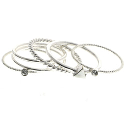 Mi Amore Stackable Crystal Multiple-Ring-Set Silver-Tone Size 9.00