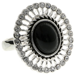 Mi Amore Crystal Sized-Ring Silver-Tone/Black Size 9.00