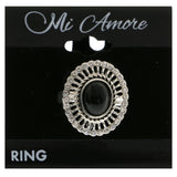Mi Amore Crystal Sized-Ring Silver-Tone/Black Size 9.00