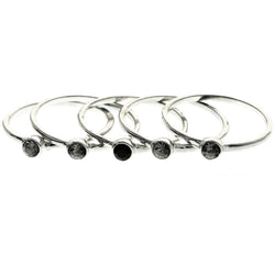 Mi Amore Stackable Crystal Multiple-Ring-Set Silver-Tone & Black Size 8.00