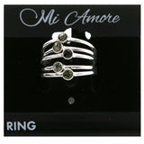 Mi Amore Stackable Crystal Multiple-Ring-Set Silver-Tone & Black Size 8.00