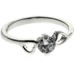 Mi Amore Cut-out Hearts Cubic-Zirconia Sized-Ring Silver-Tone Size 7.00