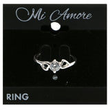 Mi Amore Cut-out Hearts Cubic-Zirconia Sized-Ring Silver-Tone Size 7.00