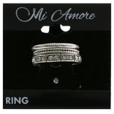 Mi Amore Stackable Crystal Multiple-Ring-Set Silver-Tone Size 10.00