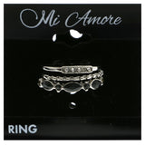 Mi Amore Stackable Crystal Multiple-Ring-Set Silver-Tone & Black Size 10.00