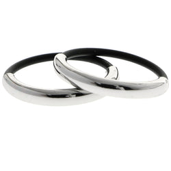 Mi Amore Stackable Multiple-Ring-Set Silver-Tone/Black Size 8.00