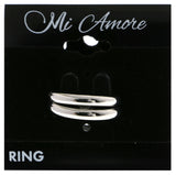 Mi Amore Stackable Multiple-Ring-Set Silver-Tone/Black Size 8.00