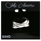 Mi Amore Connected Twist Sized-Ring Silver-Tone Size 8.00