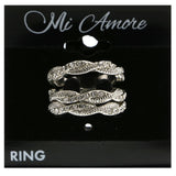 Mi Amore Stackable Crystal Multiple-Ring-Set Silver-Tone Size 10.00