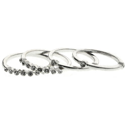 Mi Amore Stackable Crystal Multiple-Ring-Set Silver-Tone Size 7.00