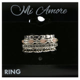 Mi Amore Stackable Crystal Multiple-Ring-Set Silver-Tone & Pink Size 7.00