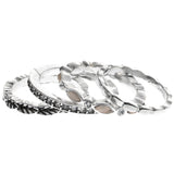 Mi Amore Stackable Crystal Multiple-Ring-Set Silver-Tone & Pink Size 9.00