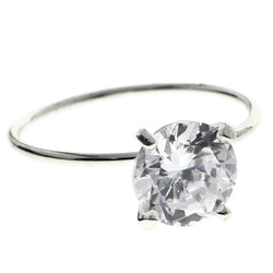 Mi Amore Cubic-Zirconia Sized-Ring Silver-Tone Size 7.00