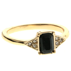 Mi Amore Crystal Sized-Ring Gold-Tone/Black Size 8.00