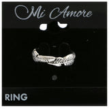 Mi Amore Feather Sized-Ring Silver-Tone Size 7.00