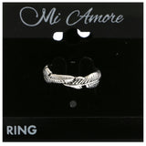 Mi Amore Feather Sized-Ring Silver-Tone Size 8.00