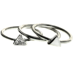 Mi Amore Triangle Crystal Multiple-Ring-Set Silver-Tone Size 7.00