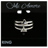 Mi Amore Triangle Crystal Multiple-Ring-Set Silver-Tone Size 8.00