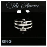 Mi Amore Triangle Crystal Multiple-Ring-Set Silver-Tone Size 9.00