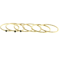 Mi Amore Stackable Faceted Multiple-Ring-Set Gold-Tone & Black Size 7.00