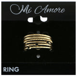 Mi Amore Stackable Faceted Multiple-Ring-Set Gold-Tone & Black Size 9.00