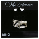 Mi Amore Stackable Crystal Multiple-Ring-Set Silver-Tone Size 8.00