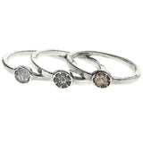 Mi Amore Stackable Crystal Multiple-Ring-Set Silver-Tone & Pink Size 7.00
