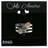 Mi Amore Stackable Crystal Multiple-Ring-Set Silver-Tone & Pink Size 8.00