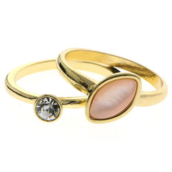 Mi Amore Crystal Multiple-Ring-Set Gold-Tone/Pink Size 8.00