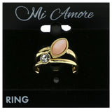 Mi Amore Crystal Multiple-Ring-Set Gold-Tone/Pink Size 9.00