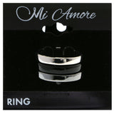 Mi Amore Stackable Multiple-Ring-Set Silver-Tone/Black Size 9.00