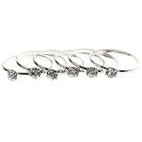 Mi Amore Stackable Crystal Multiple-Ring-Set Silver-Tone Size 7.00