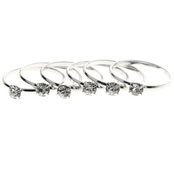 Mi Amore Stackable Crystal Multiple-Ring-Set Silver-Tone Size 8.00