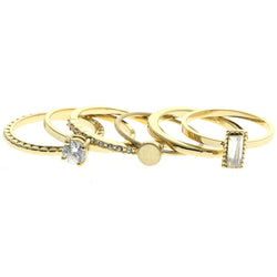 Mi Amore Stackable Cubic-Zirconia Multiple-Ring-Set Gold-Tone Size 8.00
