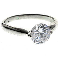 Mi Amore Cubic-Zirconia Sized-Ring Silver-Tone Size 9.00