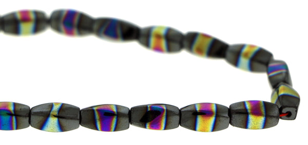6X12mm Magnetic Hematite Twist With Rainbow Center MH63 - Mi Amore
