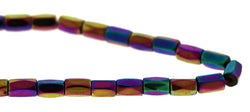 5x8mm Faceted Rainbow Tube Magnetic Hematite MH84 - Mi Amore