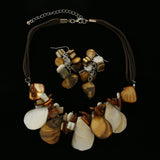 MIXIT Gift Boxed Necklace-Earring-Set Brown/White