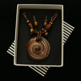 MIXIT Gift Boxed Glass Pendant Necklace-Earring-Set Orange
