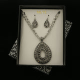 MIXIT Gift Boxed Crystal Accented Necklace-Earring-Set Silver-Tone