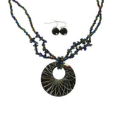 MIXIT Gift Boxed Shell Accents Necklace-Earring-Set Blue & Black