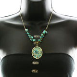 Mixit Gift Boxed Semi-Precious Necklace-Earring-Set Blue & Gold-Tone